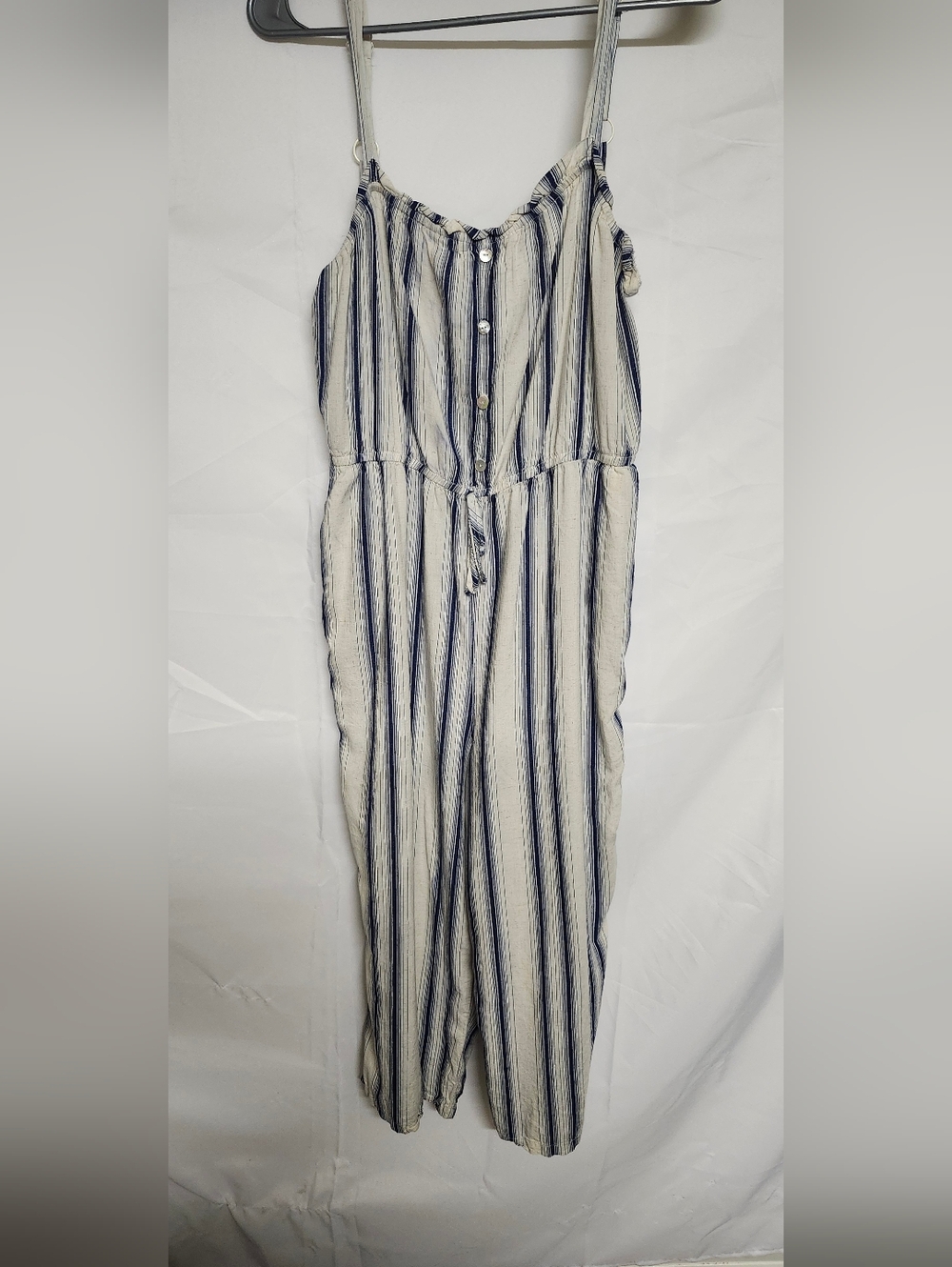 Lily Rose Cream and Navy Striped Sleeveless Jumpsuit
